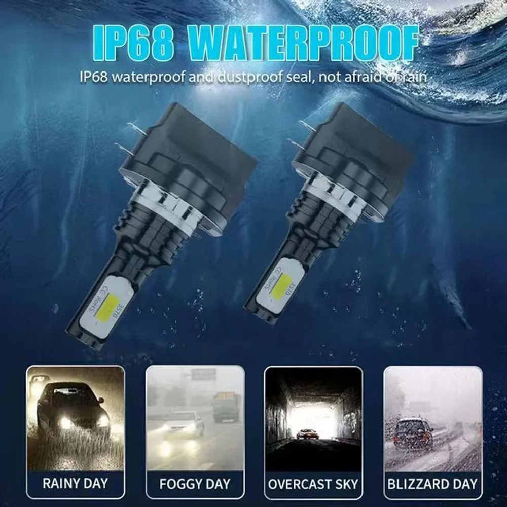 2Pcs LED H11B H8B H9B H15 자동차 헤드 라이트 전구 20000LM 80W DRL 주간 러닝 조명 CSP 칩 터보 램프 6000K 12V 24V