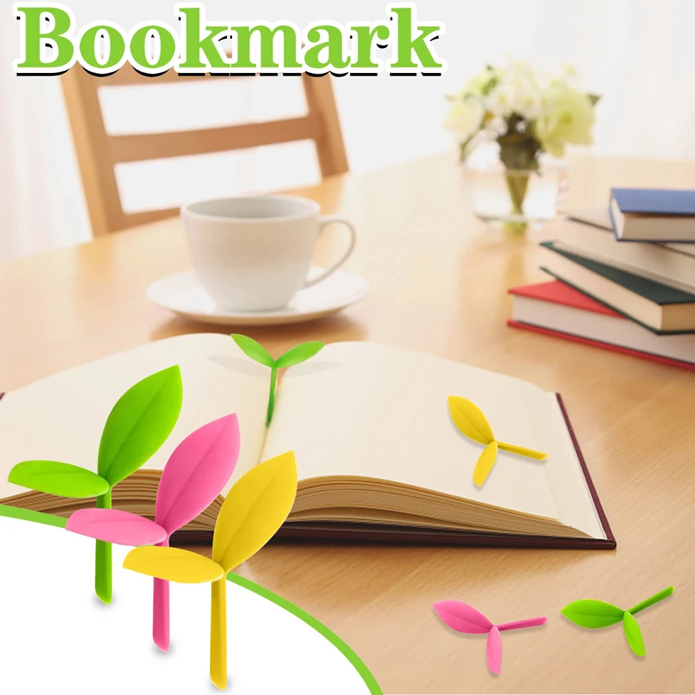 Green Bookmarks for Bookworm Reading Little Leaves Grass Buds
