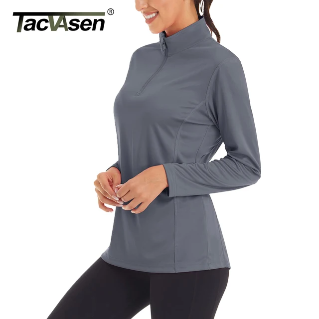 TACVASEN UPF 50 +-Anti-UV camisetas de secado rápido para mujer, camisas proteccion solar de manga larga para correr, enderismo, pesca,camisetas informales Camiseta de manga larga de alpinismo deportivo al aire libre
