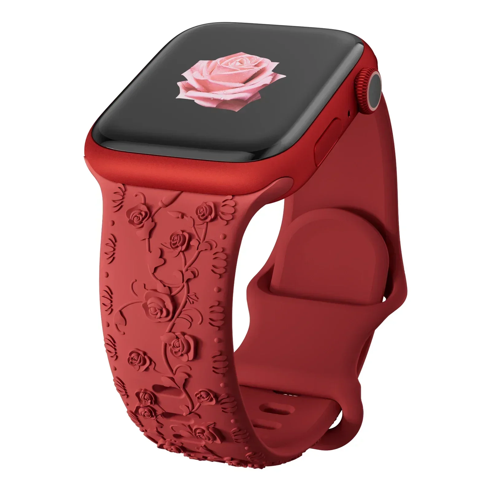 Floral Engraved Silicone Watch Band Bracelet