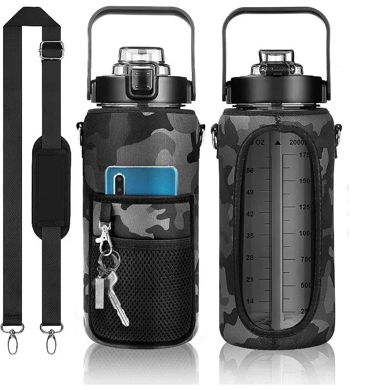 Water Bottle sleeve Sleeve Holder Straw Men Women Jug For Gym Workout Sports 2 Liters water bottle sleeve