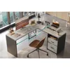 L Shaped Desk with Drawers, 55 inch Office L Desk with Reversible File Drawer, Industrial Wood Computer Desk 4