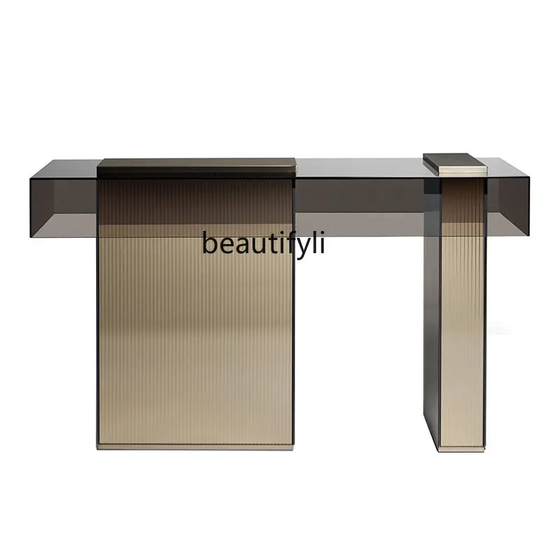 

Italian Affordable Luxury Style Entrance Cabinet Glass against the Wall Console Tables Entrance Hall Simple Side View Sets