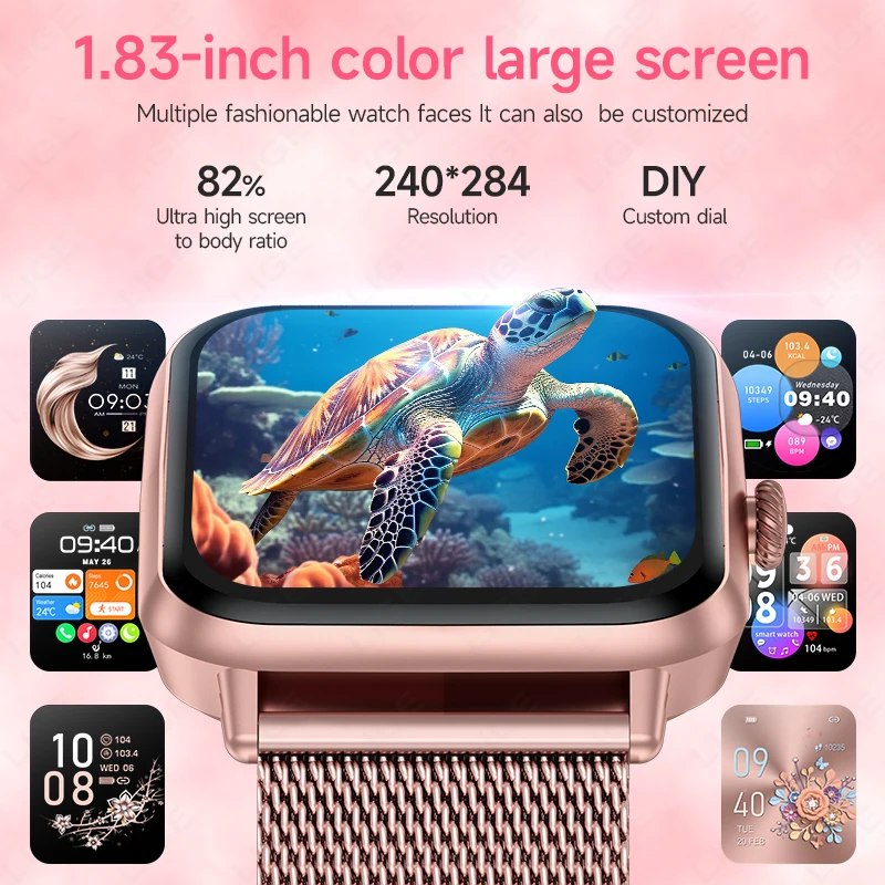 LIGE 2025 1.83" HD Smart Watch Women Men Wireless Dialing SOS Fitness Sport Waterproof Smartwatch Ladies Gift For Android IOS