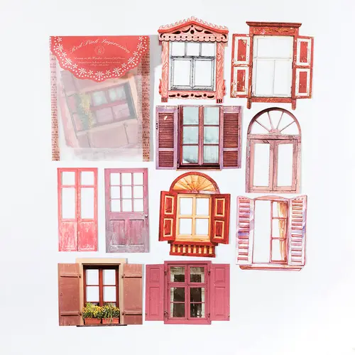10 Sheets Vintage Hollow Door Window Sticker Diy Diary Decoration Plant Flower INS Sticker Album Scrapbooking Kawaii Stationery - Image 8