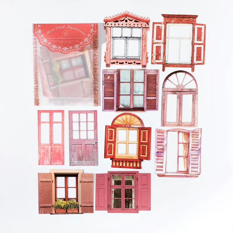 10 Sheets Vintage Hollow Door Window Sticker Diy Diary Decoration Plant Flower INS Sticker Album Scrapbooking Kawaii Stationery - Image 8