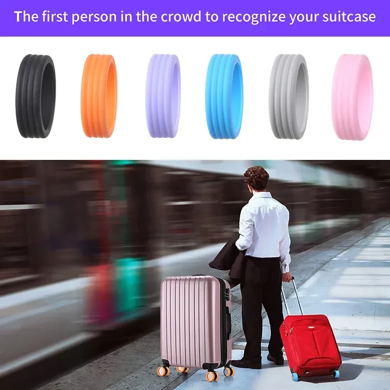 4Pcs Silicone Travel Luggage Caster Shoes with Silent Sound Suitcase Wheels Protection Cover Trolley Box Casters Cover Accessory