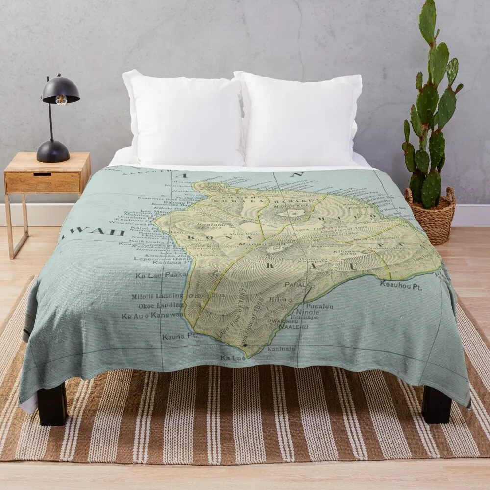 

Vintage Map of Hawaii Island (1901) Throw Blanket Weighted Blanket Flannel Blanket Bed covers