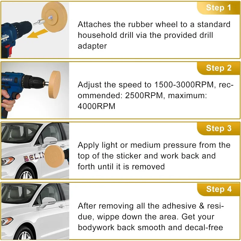 35 4 inch Eraser Wheel Decal Remover Razor Blade Scraper Adhesive Rubber Eraser Wheel Drill Car Vinyl Sticker Remover Tool