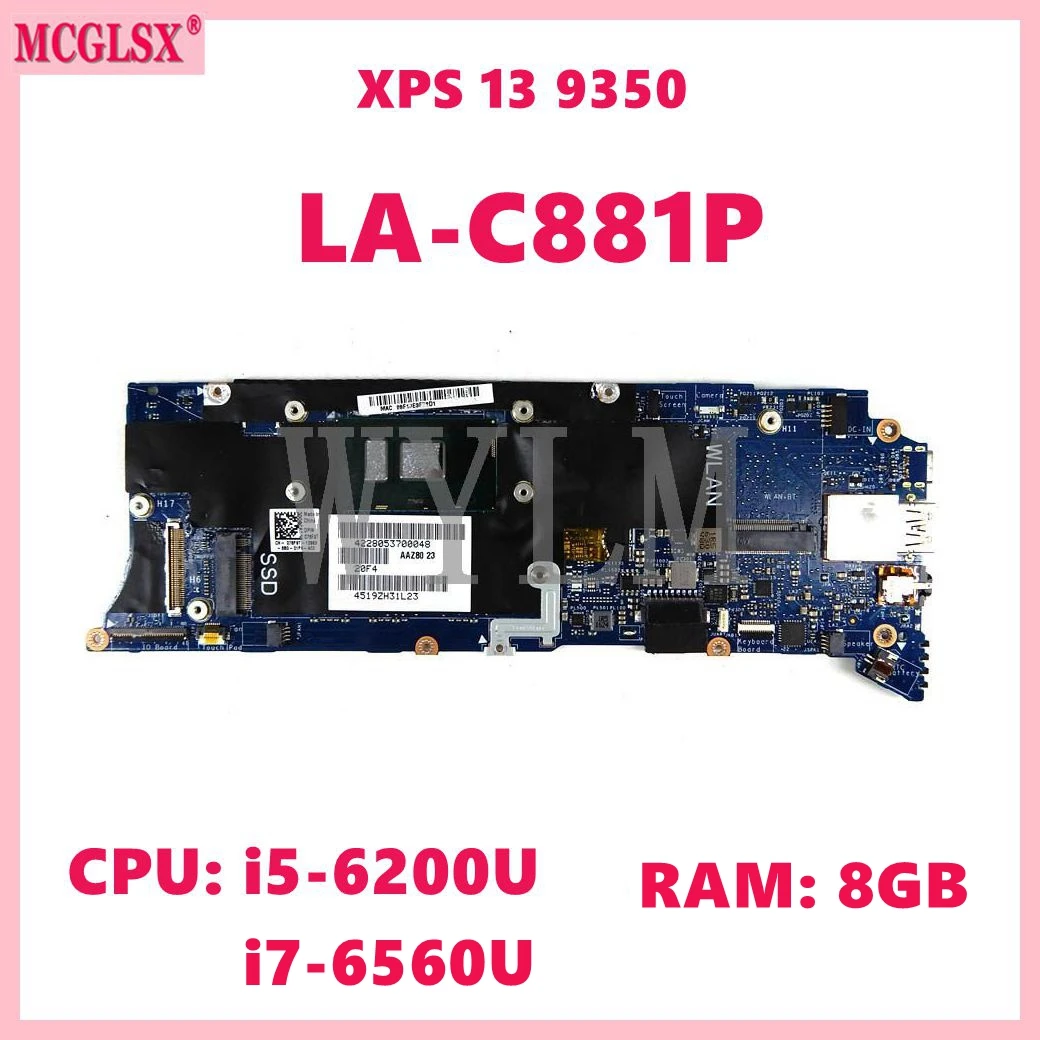 Товар соответствует стандарту родительности i7-6560U, процессор 8GB-RAM, материнская плата для DELL XPS 13 9350, материнская плата ноутбука, товар прошел полную проверку 076F9T