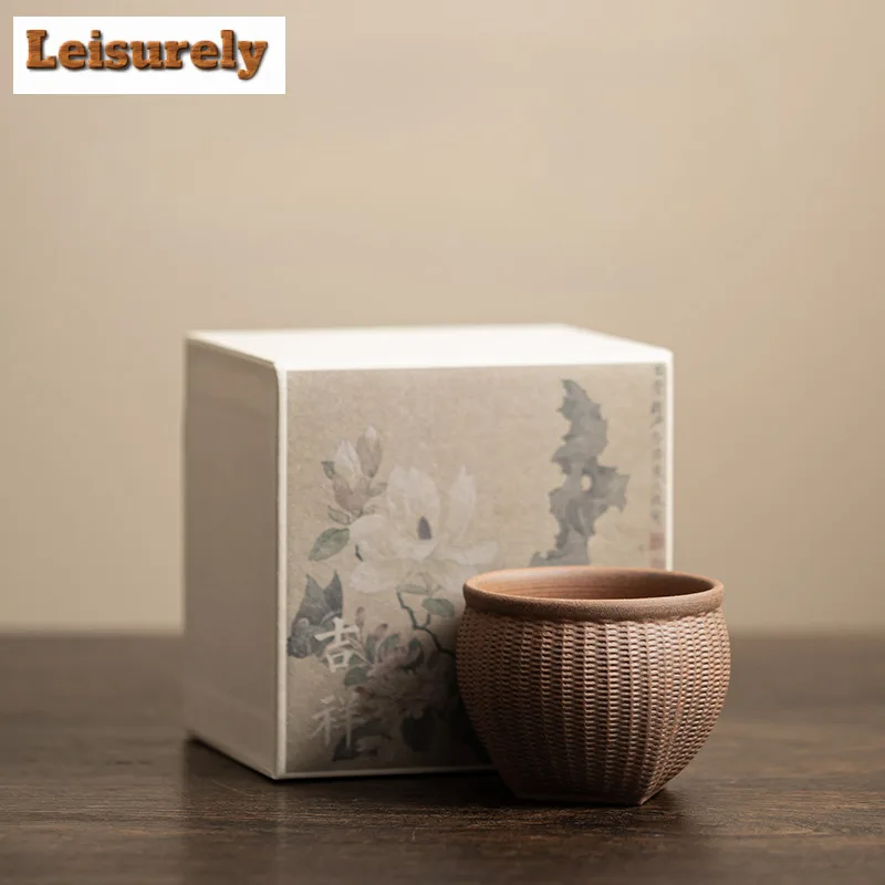 100ML Old Rock Clay Five Grains Harvest Teacup Ancient Tea Bowl Beautiful Tea Cup Tea-tasting Meditation Cup Jianzhan Master Cup