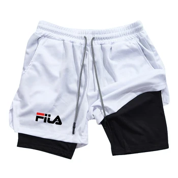 This fashionable men's summer sports shorts feature a compression lining design and come with a pocket for mobile phones. 1