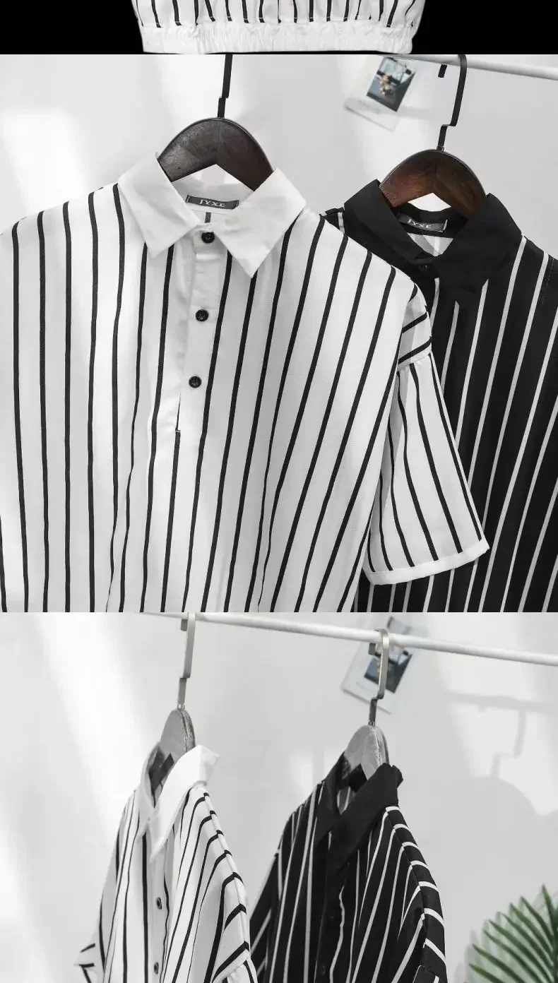 Men's Clothing White Stripe Polo T Shirt Button Down Collar Slim Fit Quick Dry Casual Comfortable Stylish Top for Young Men 11 S78ee5577d68d4490bbb8f12f76534958p