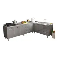 ตู้ครัวสแตนเลส 304 แบบติดตั้งในตัว ไม่ต้องติดตั้งเตาในตัว ตู้ครัวกันน้ำ 1