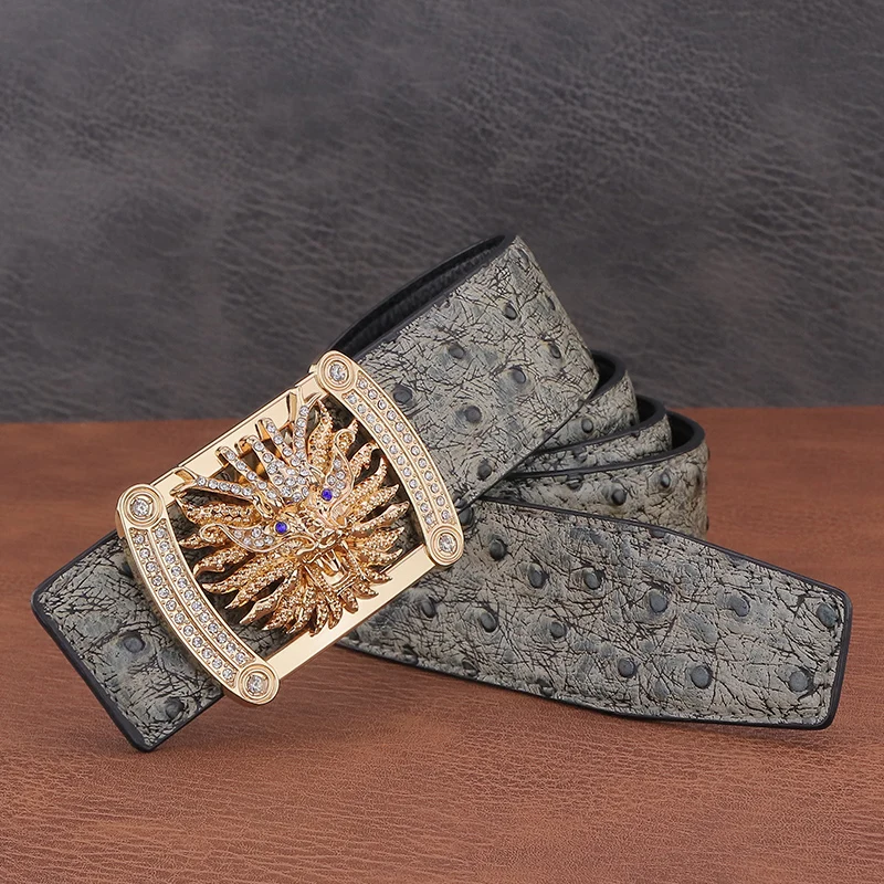 Men's new famous designer belt men's high-quality belt alloy diamond lion  buckle belt casual pants jeans crocodile belt - AliExpress