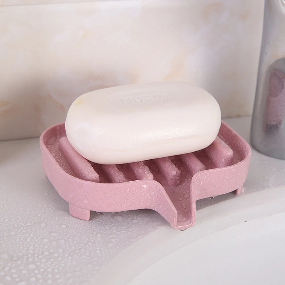 

2Pcs minimalist fresh drainage soap box creative staircase soap box minimalist wheat plastic large soap box