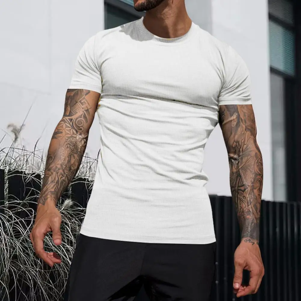 

Футболка мужская облегающая Спортивная, майка облегающая с коротким рукавом, топ для тренировок, одежда для тренажерного зала, бодибилдинга, на лето