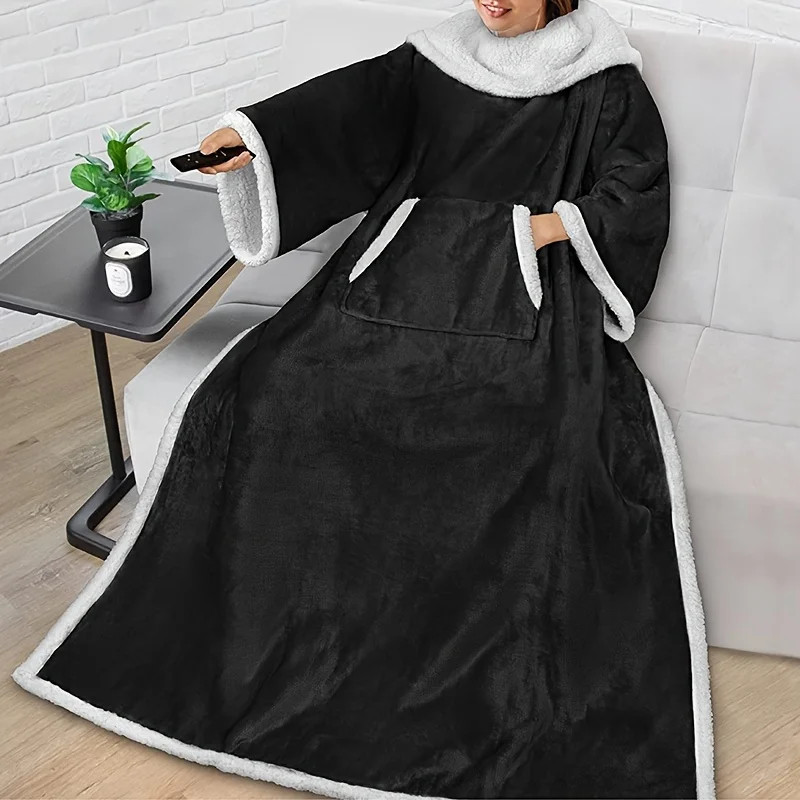 שמיכת טלוויזיה מפוליאסטר הפוך רך חם נעים לזרוק כיס קדמי שמיכת בד רך חורף חם טקסטיל לבית