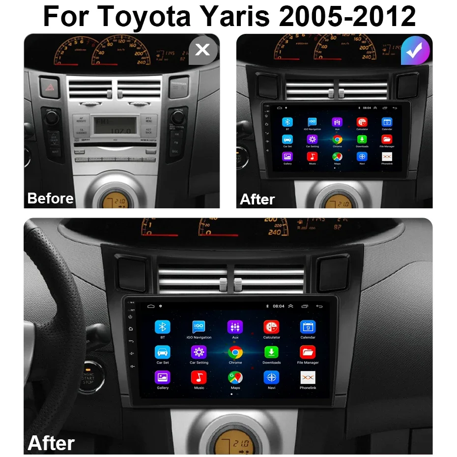 Ÿ ߸ 2007 ī÷ Ƽ̵ ÷̾, 2005 2012 ȵ̵ GPS ׺, 8G + 128G, 2 Din