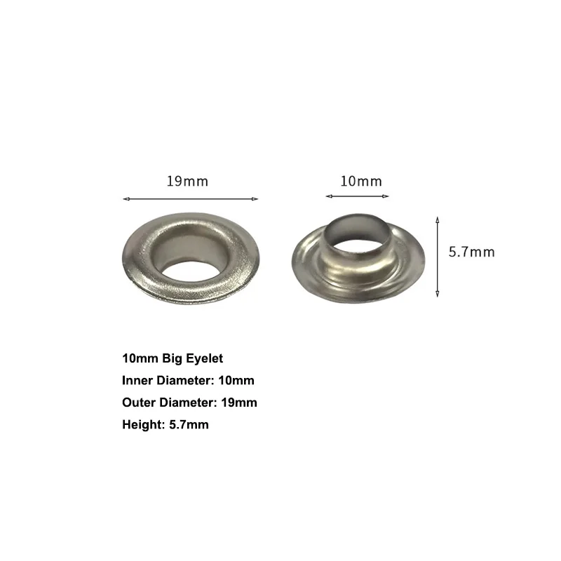 Metal Eyelet Grommet 5000pcs 10mm Nickel Plated Eyelets Grommets / Buttonholes / Rings Buttons for KT banners/Tensile Fabric Metal Eyelet Grommet