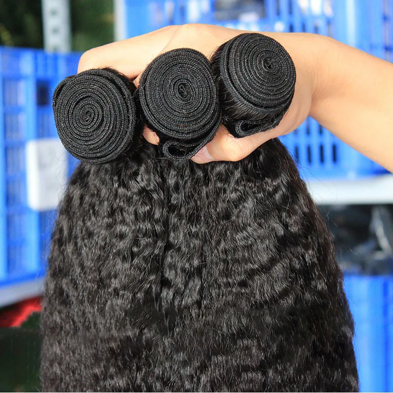 Raw Brazilian Virgin Hair Bundles Kinky Straight Human Hair Weave Bundles Remy Extension 1 3 4 Coarse Yaki 30 inch human hair extensions