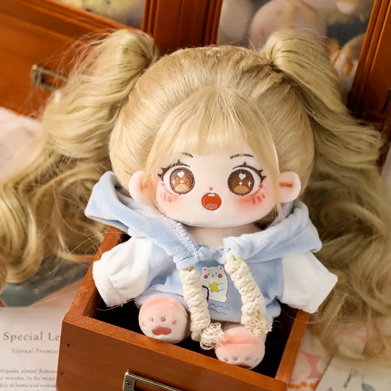 thumbnail image 1 of Muñeca de algodón de felpa Kawaii, figura de súper estrella de peluche, muñecas de pelo rubio, ojos marrones, cuerpo gordo, muñeca de niña, puede cambiar la ropa, regalo, 1 of 4