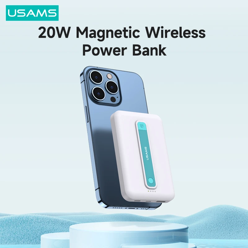 USAMS 22.5W 10000mAh Magnetic Wireless Quick Charging Power Bank QC PD Fast Charging For iPhone 13 Pro Max Huawei P50 Xiaomi 11 battery bank