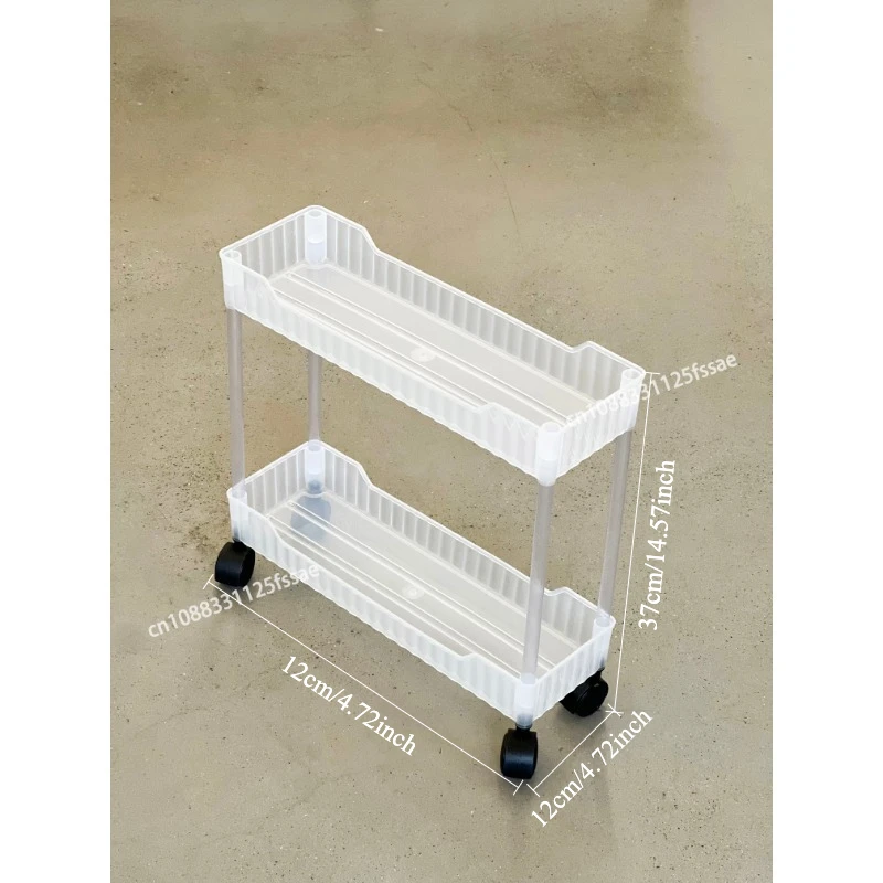 Acrylic Clear Trolley Rack Movable Rolling Utility Cart Narrow Gap Storage Rack with Wheels Bathroom Removable Shelf 2/3/4 Layer 6