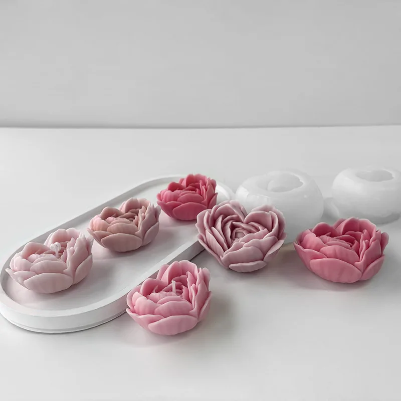 Love Flower Mold Rose Aromatherapy DIY Flower Mold Handmade Soap Drop Glue Gypsum Candle Silicone Mould Candle Making Kit