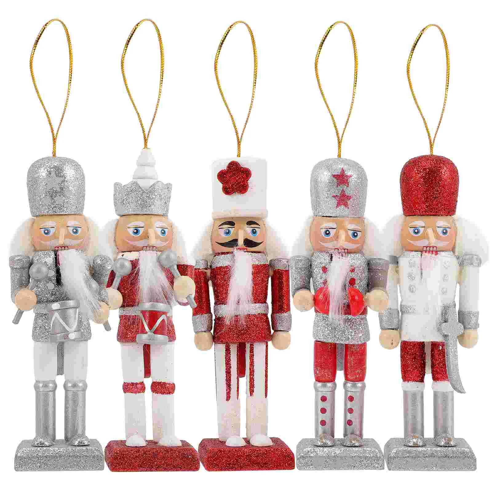 

5 Pcs Accessories Nutcracker Dinner Table Decor Soldier Ornament Wooden Traditional