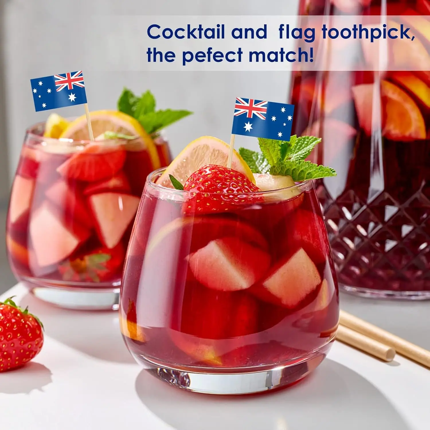 Australian Flag Toothpick Decorations - Set of 100 Cupcake and Cocktail Toppers