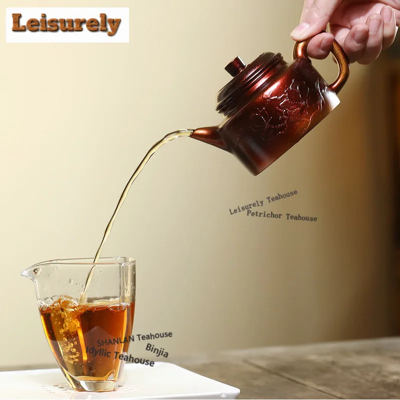 240ml Yixing Purple Clay Teapots Handmade De Zhong Pot Raw Ore Purple Mud Conch Roasting Tea Maker Kettle With Infuser Zisha Tea