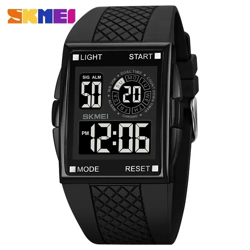 SKMEI 1967 남성용 밀리터리 방수 카운트 다운 LED 라이트 전자 손목시계, 일본 디지털 무브먼트 워치, 3 바