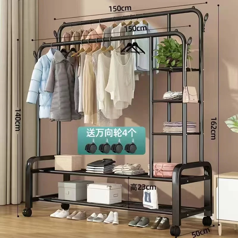 Mobile Clothes Hanger with Wheels Floor to ceiling Bedroom Solid and