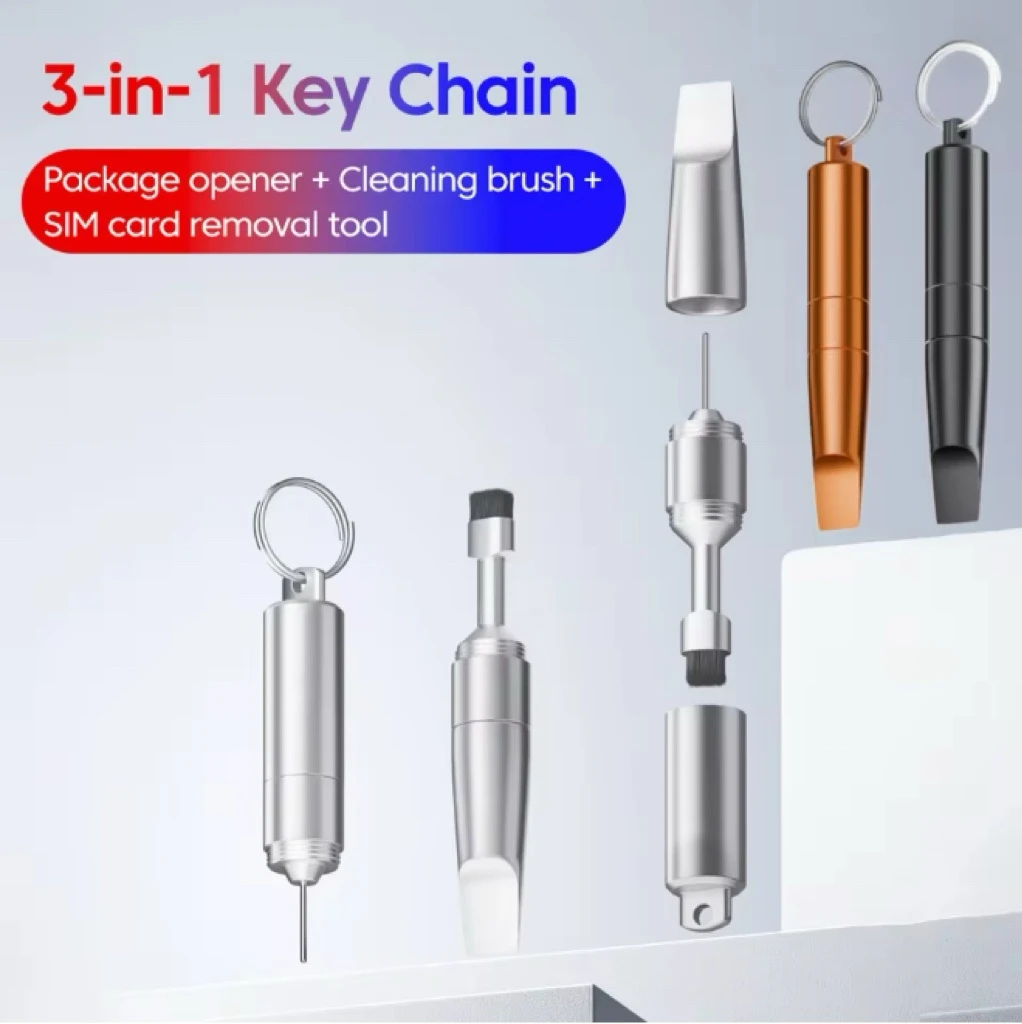 3-in-1 Keychain SIM Card Eject Pin Phone Cleaning Brush Package thumbnail 4