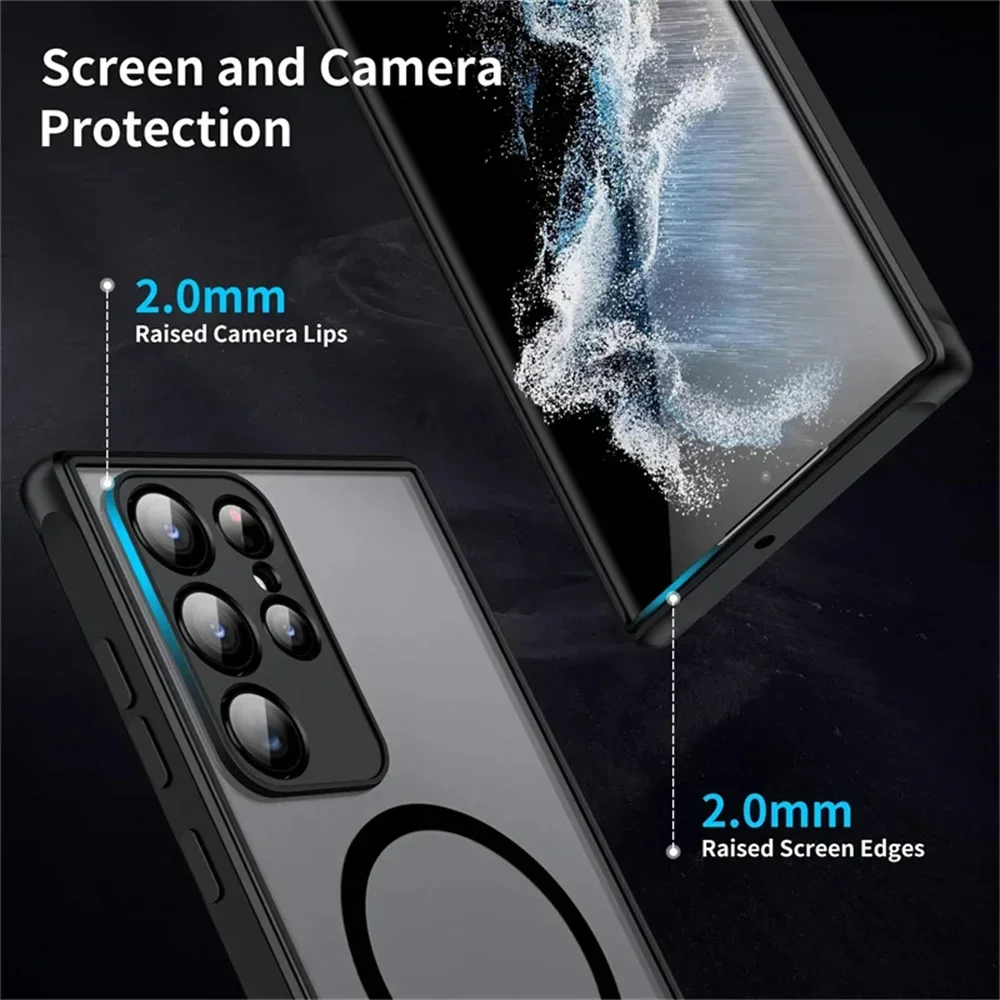 Skin Feel Matte Magnetic Phone Case for Samsung Galaxy S25 S23 S24 Ultra Plus A55 A35 A25 A15 A05 A05S A06 A16 5G Cover Hard PC 3