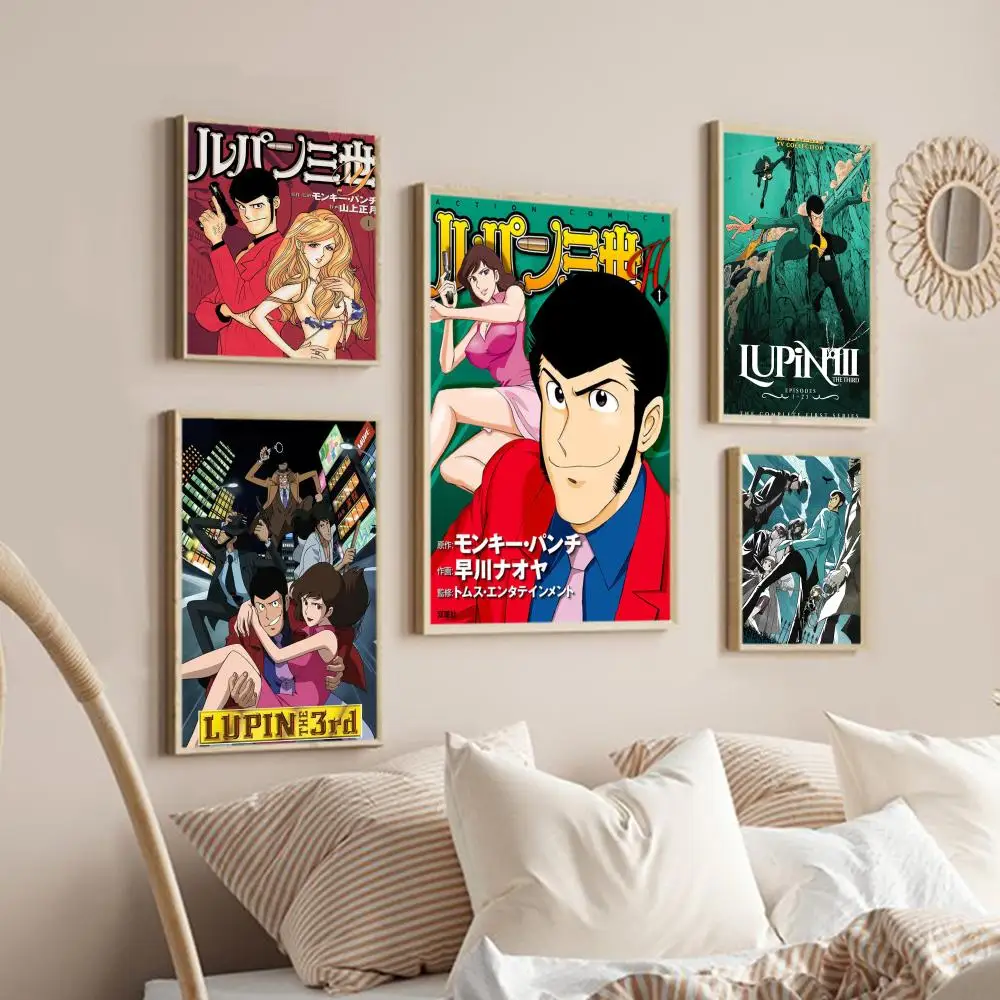 Lupin Iii Comics Poster Autoadesivo Art Poster Retro Kraft Paper Sticker Diy Room Bar Cafe Vintage Pittura Decorativa