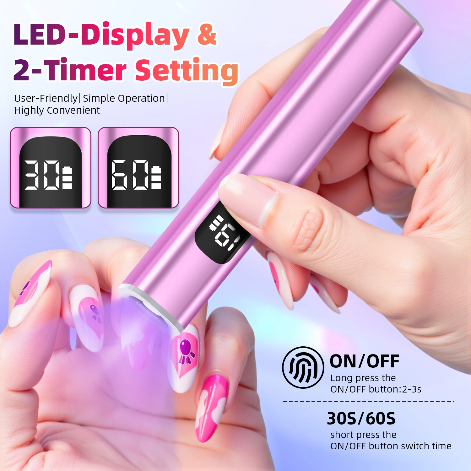 휴대용 속건 네일 드라이어 미니 UV LED 네일 램프 가정용 살롱 도구 전문가용 2가지 타이머 설정 네일 건조기