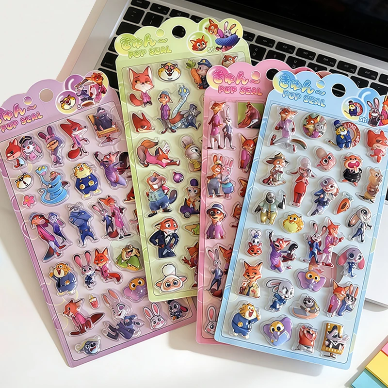 Anime Zootopia 3D Diy Mini Relief Stickers Kawaii Judy Nick Puffy Sticker Scrapbook Diary Decor Journaling Stationery Stickers