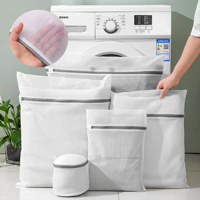 Zippered Mesh Polyester Laundry Wash Bags Coarse Net Laundry Bags for Washing Machines Mesh Bra Bag 1/2/4PCS/1 Set laundry bag clothes washing bag bra washing bag