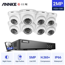 ANNKE-sistema de seguridad para exteriores, kit de cámaras de seguridad CCTV impermeables, 8 canales, 2MP, HD, H.265 + 5 en 1, 5MP, Lite, DVR, 4X, 8X, 1080P
