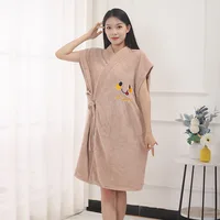 Hotel bathrobe longsleeved home pajamas soft velvet thickened coral super absorbent bathrobe 2