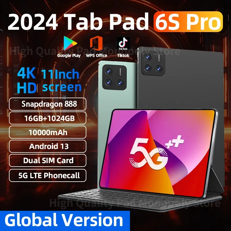 

Global Version Original Pad 6S Pro HD 4K Android 13.0 Snapdragon 888 11inch 16GB+1TB 10000mAh Tablet PC 5G Dual SIM WIFI Mi Tab