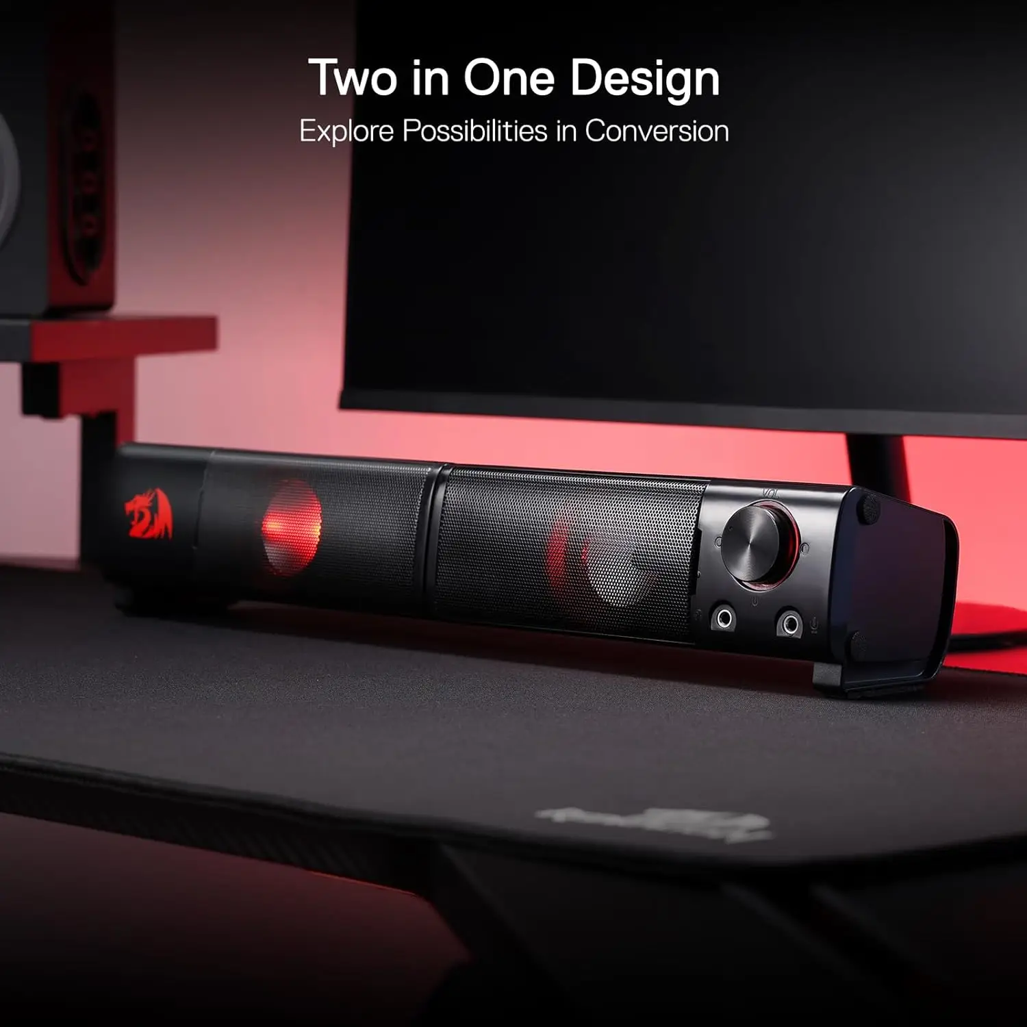 Redragon GS550 PC Gaming Speakers 2.0 Channel Desktop Computer Sound Bar  Quality Bass & Decent Red Backlit 6