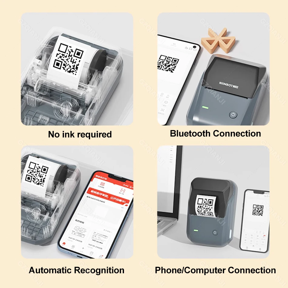 NIIMBOT B1 New Color Label Maker Portable Handheld Thermal Printer Images Barcode QR Code Printing Sticker Paper Machine 58mm