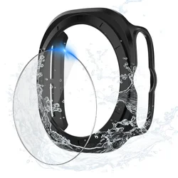 Premium Waterproof Hard Bumper Case with Screen Protector for Galaxy Watch 7 44mm (Black)