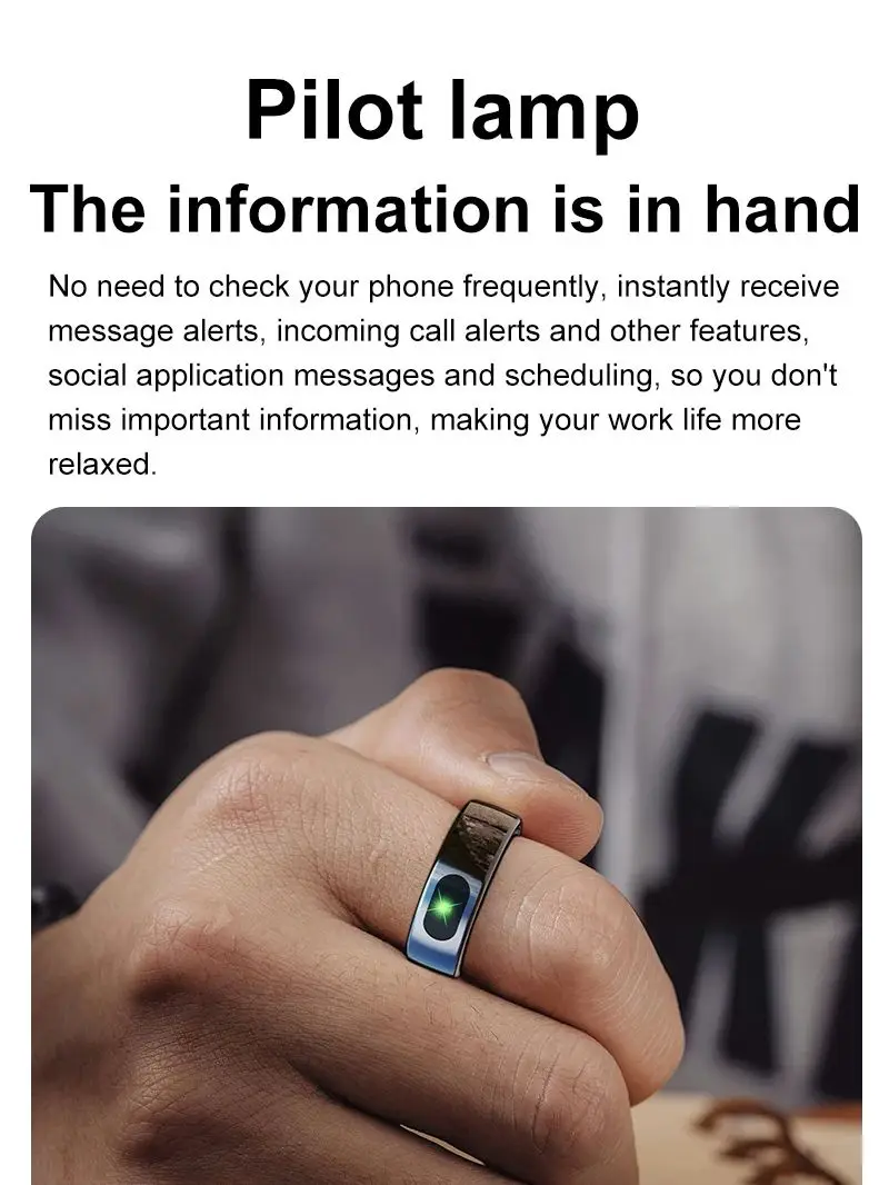 R08 Smart Ring voor mannen en vrouwen met aanraakbediening, gezondheidsmonitor, IP68 5ATM waterdicht, huidtemperatuurmeting, nieuwe slimme ring_voghion.com