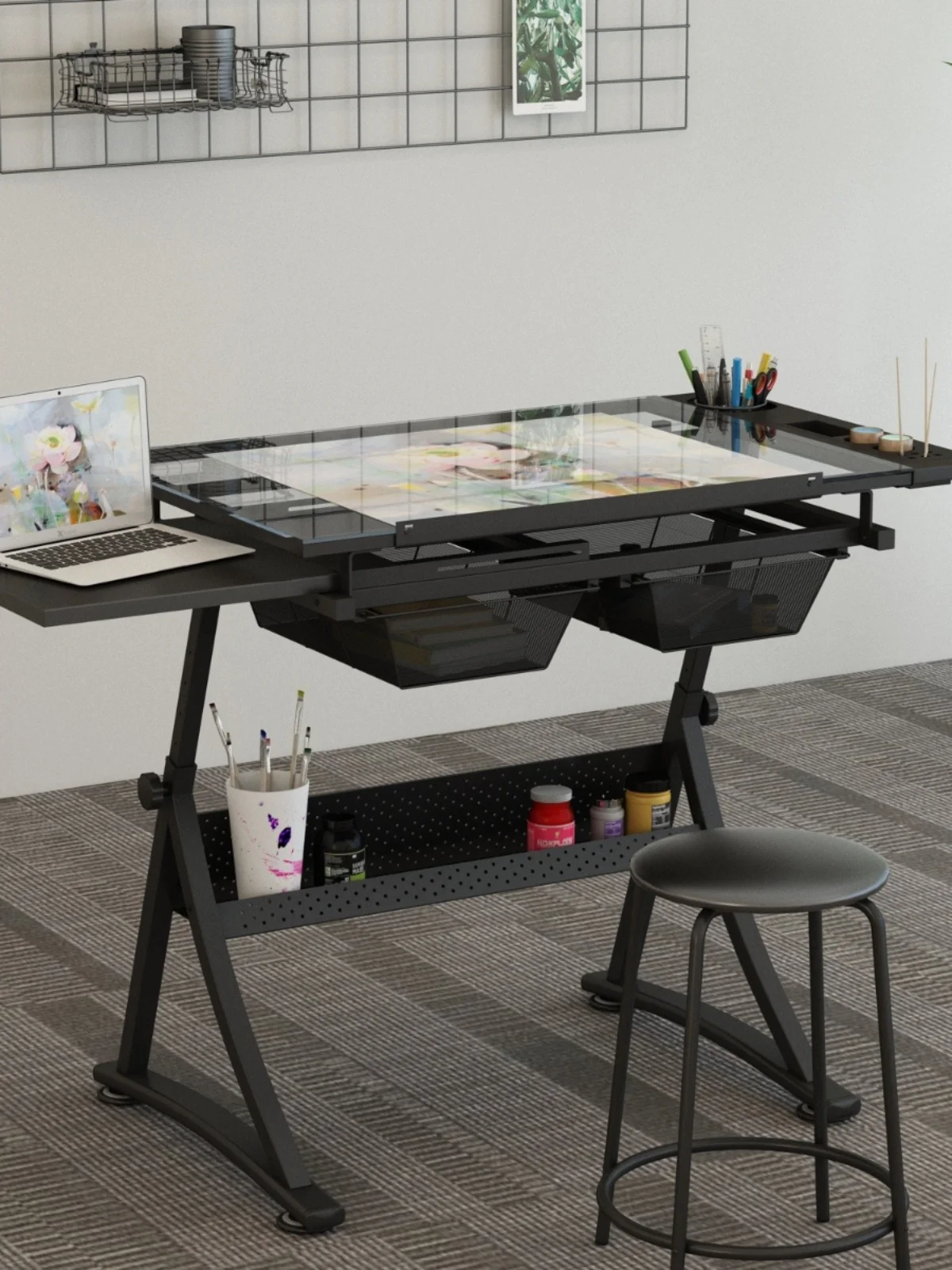 Tavolo da disegno in vetro sollevamento tavolo da pittura regolabile in angolazione scrivania pittura a olio pittura artistica Design architetto