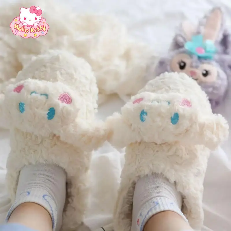 

Cinnamon Plush Home Slippers Cartoon Cute Kuromi My Melody Anime Comfortable Kawaii Students Warm Winter Indoor Slipper Shoes