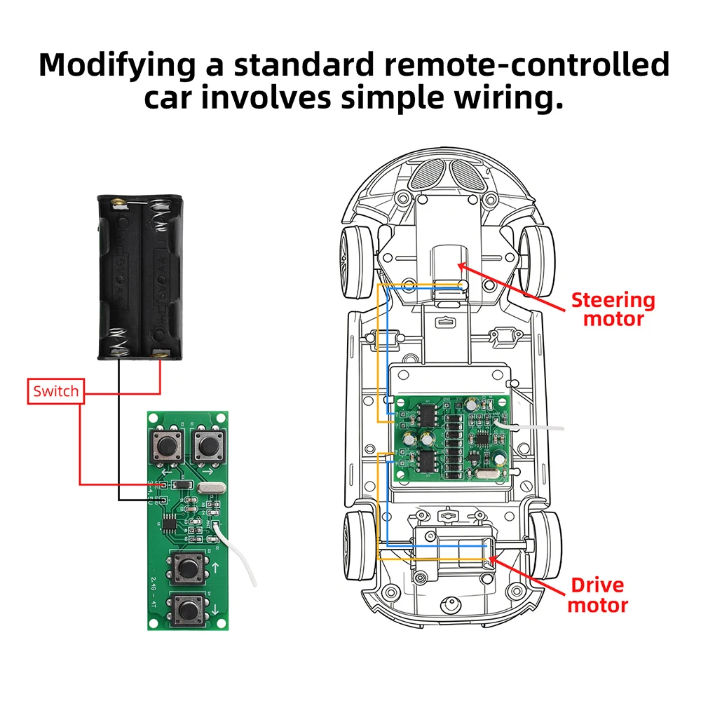 Détail des bornes du module relais RC 10A 20A 3A haut/bas gauche/droite pour voiture RC